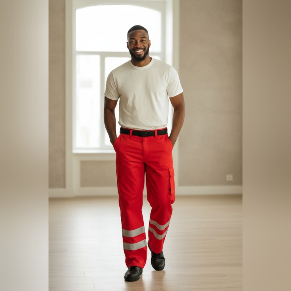 SCOTCHLITE Men's Red Cargo Pants SIZE XXXL SEE- LEGS